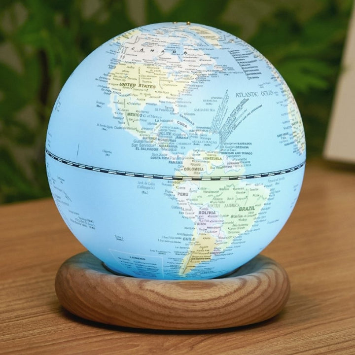 Gingko Atlas Globe Lamp Mini, Lightblue w. White Ash Base