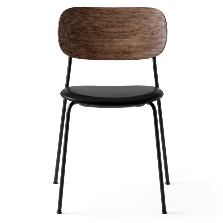 Audo CPH Co Dining Chair, Seat Upholstered, Leather, Black Steel Base/Dark Stained Oak Back w. Upholstered Seat Dakar 0842