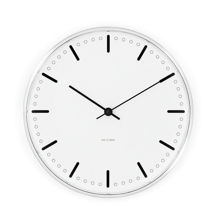 Arne Jacobsen City Hall Wall Clock Dia: 21 cm - White/Black